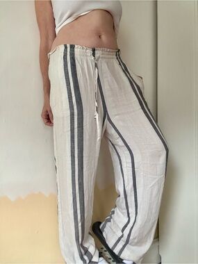Cloth & Stone Linen Blend Wide-Leg Stripe Pants